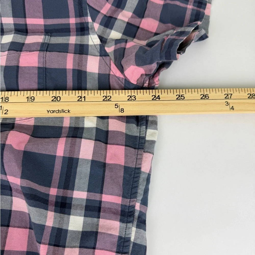 J. Crew Casual Pink and Navy Plaid Shirt Women’s‎ XL